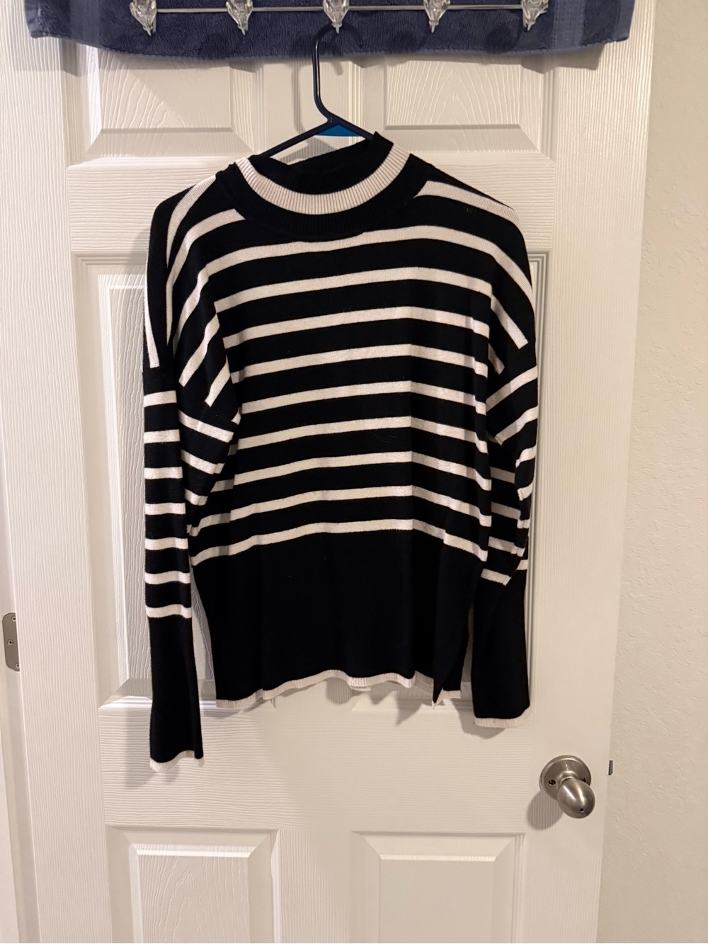 Cyrus Black and White Striped Turtleneck Sweater